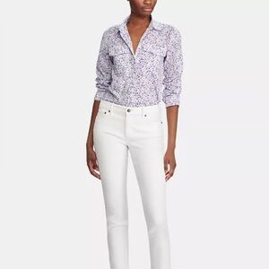 Lauren Ralph Lauren Floral Print Cotton Voile Shirt XL XLarge Lightweight Career